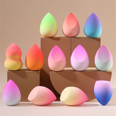 12 Gradient Beauty Eggs, Soft Makeup Sponge Egg Dry Wet Use Cosmetic ...