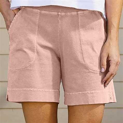 Tdoqot Bermuda Shorts for Women- With Pockets Casual Knee Length Cotton ...