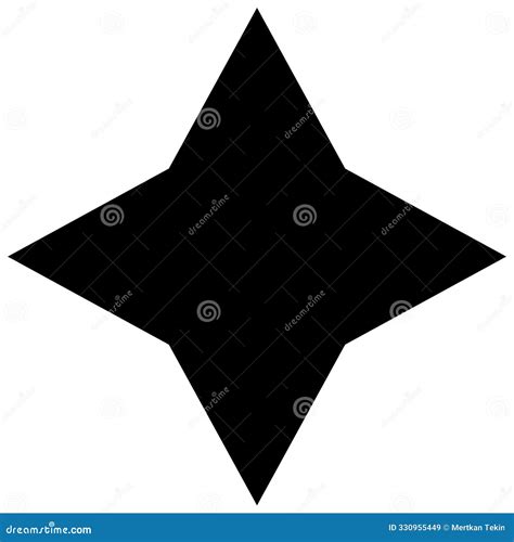 Four Pointed Star Vector Shape, Isolated Black Color Object, White ...