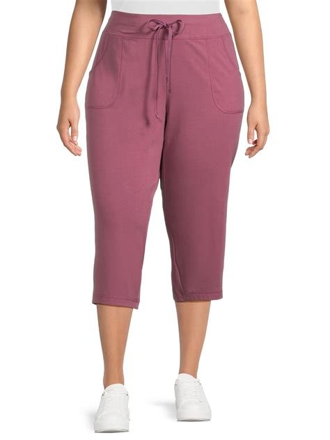 Athletic Works Women's Plus Size Athleisure Knit Capri Pants, Sizes 1X ...