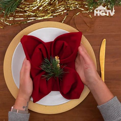 HGTV - 7 Ways to Fold Holiday Napkin | Facebook | Christmas napkin ...