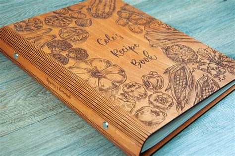 Personalized Wooden Recipe Book Binder Custom Journal Cookbook | Etsy