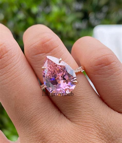 Pink Diamond Ring Huge Stone Engagement Ring 6 Carat Pear Cut Pink ...