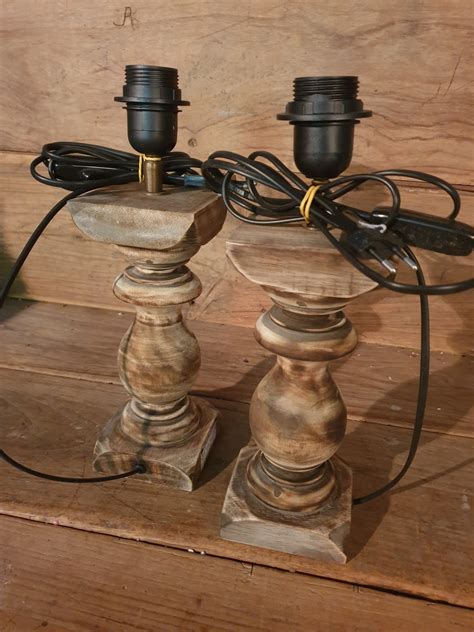 Houten lampvoet (103) per stuk- 10 x 10 x 25 cm (34 cm incl. fitting) - excl. kap - Woonwinkel ...