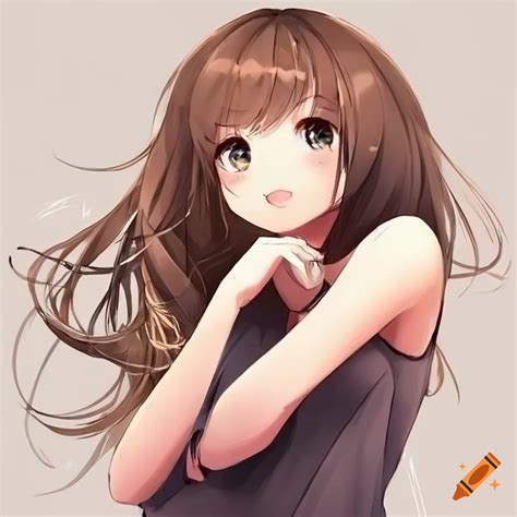 Anime girl with brown hair and green eyes on Craiyon