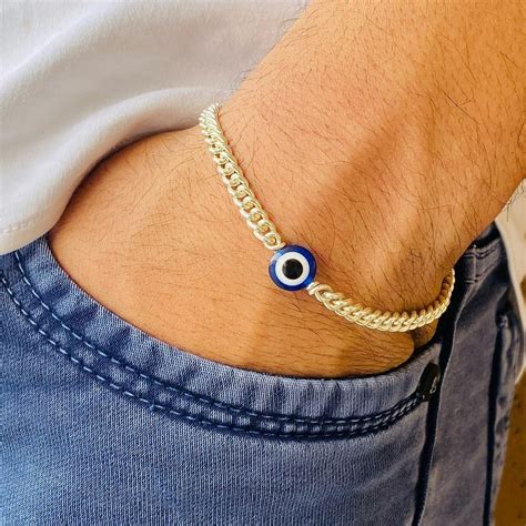Sleek Chain Evil Eye Men's Bracelet - Glomo