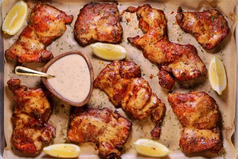 BBQ Smoked Chicken Thighs with Alabama White Sauce