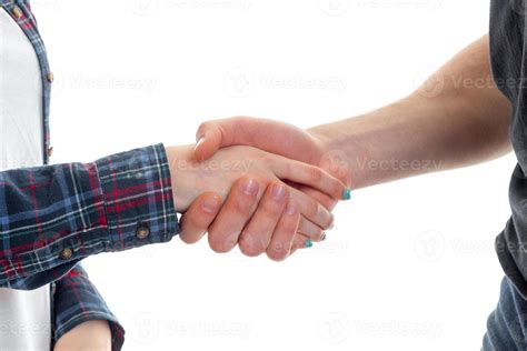 young guy shakes the hand of a girl close-up 16494472 Stock Photo at ...