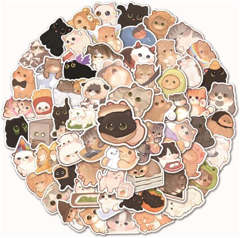 Amazon.com: Lsenhu 100 Pcs Cute Cat Stickers for Water Bottles| Gifts ...
