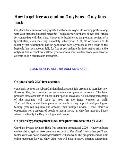 How to get free account on OnlyFans - Only fans hack.docx | DocDroid