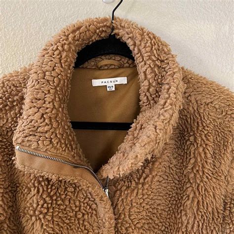 Pacsun Camel Teddy Bear Sherpa Zip Up Jacket Size XS/S - Gem