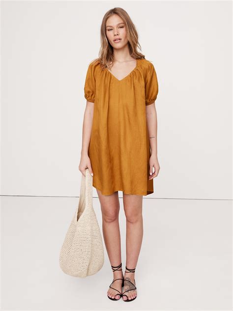 Viscose-Linen Mini Dress | Banana Republic