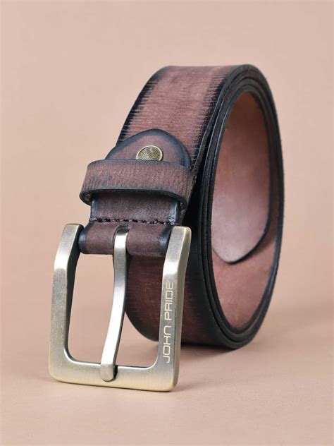 Coffee Rugged Look Leather Belt | Plus Size Belts | John Pride