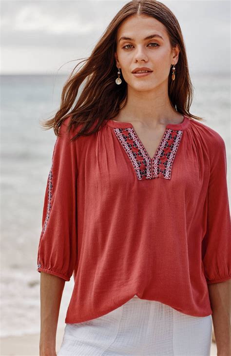 Jjill J.jill Embroidered Puff-sleeve Top In Dahlia Multi | ModeSens