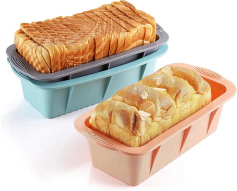 Amazon.com: MONGSEW 3PCS Silicone Bread Loaf Pan, Non-Stick Bread Pans ...
