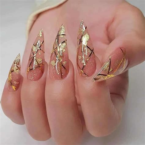 Diamond Nail Designs, Gold Nail Designs, Diamond Nails, Acrylic Nail ...