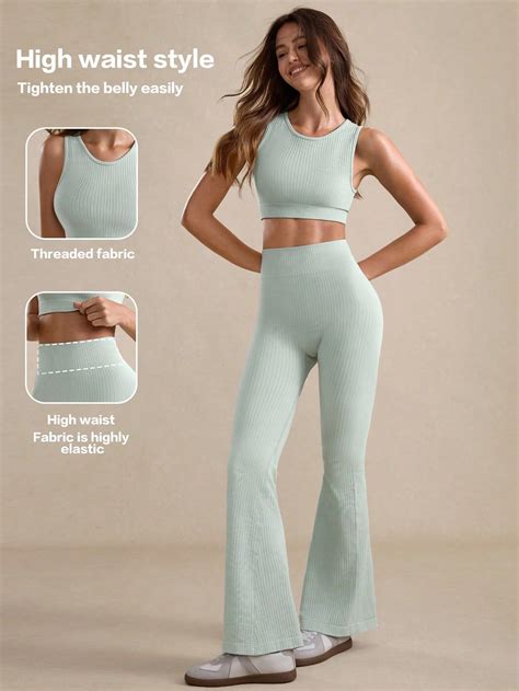 2pcs Seamless Sleeveless Sports Tank Top And High Waist Hip Lifting ...