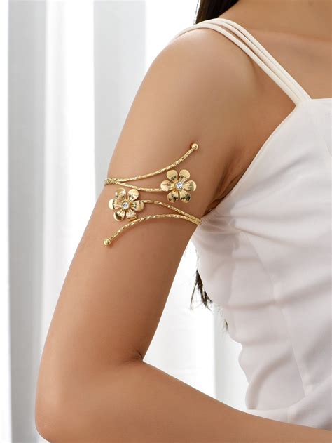 Rhinestone & Flower Decor Arm Cuff | Upper arm cuff bracelet, Arm cuff ...