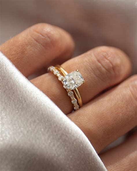 Elongated Cushion Engagement Ring | Stacked engagement ring, Dream ...