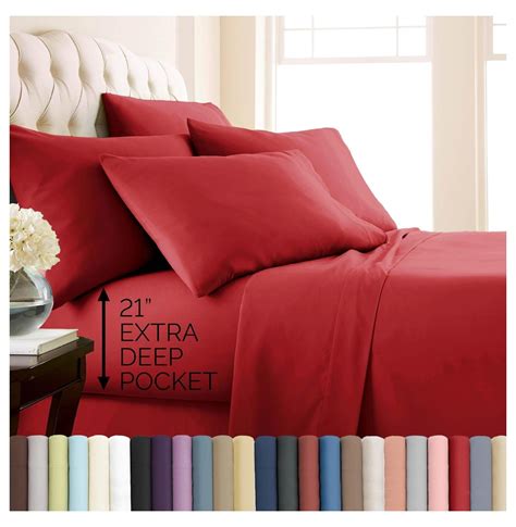 7-Piece Split King Sheet Set Luxury Bedding, 21-Inch Deep Pocket Split ...