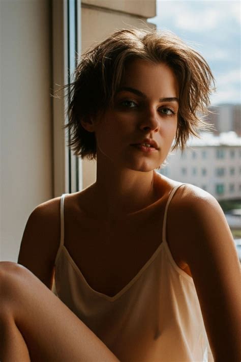 Woman in a Silk Camisole – Sunlit Elegance | Tousled hair, Women ...