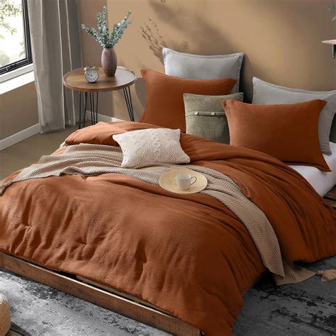 AMBERSPACE Burnt Orange King Size Comforter Set, Premium Summer King ...