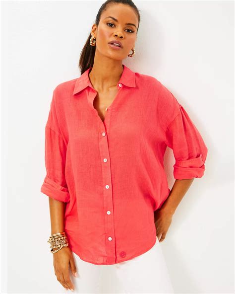 Stevey Relaxed Button Down Linen Shirt | Lilly Pulitzer in 2024 | Shirt ...