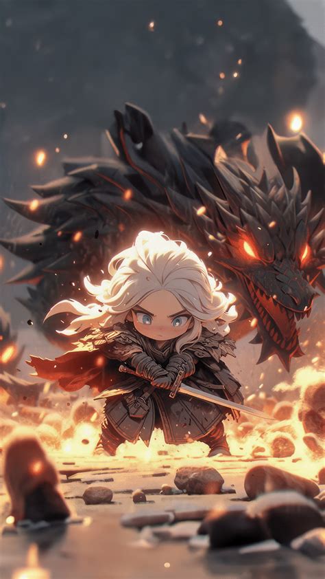 1440x2560 Khaleesi With Dragon Chibi 4k Samsung Galaxy S6,S7 ,Google ...