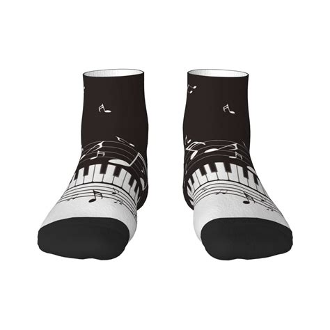 Pofeuu Piano Keys With Musical Notes Print 30cm Socks, Adult Running Hiking Socks for Youth and ...