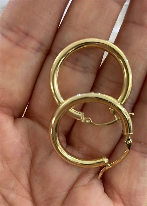 14k Real Gold Hoop Earrings 3mm, Small Gold Hoops Earrings 14k, Simple ...