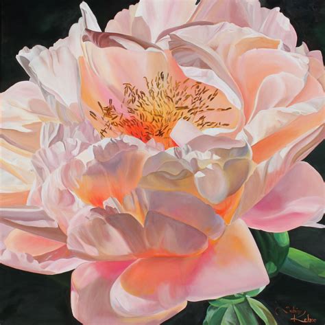 Peony's Glow $5675 150x150cm oil on Linen canvas This is a large stunning Painting# of Floral ... - painting of peonies