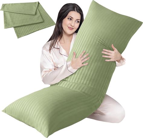 Amazon.com: Cosybay Full Body Pillow Insert with Sage Green Pillowcase ...