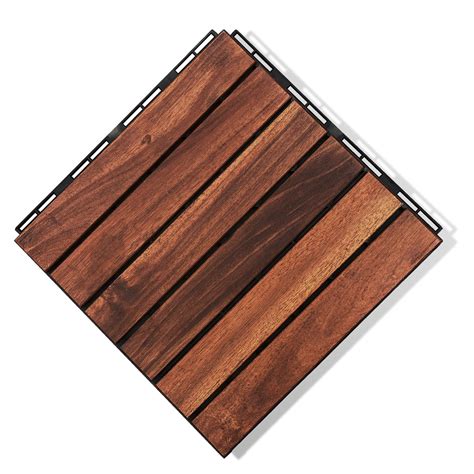 BEEFURNI Interlocking 12" x 12" Flooring Tile Wood Interlocking Deck ...