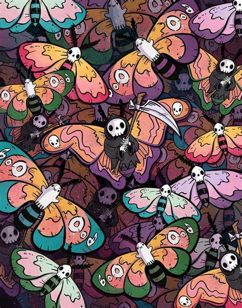 Download Gothic_ Moths_and_ Skulls_ Pattern Wallpaper | Wallpapers.com