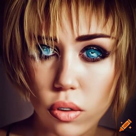 Portrait of miley cyrus with striking blue eyes