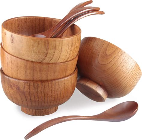 Amazon.com: Casa/Legno Handcarved Small Wooden Bowls for Food (Four ...