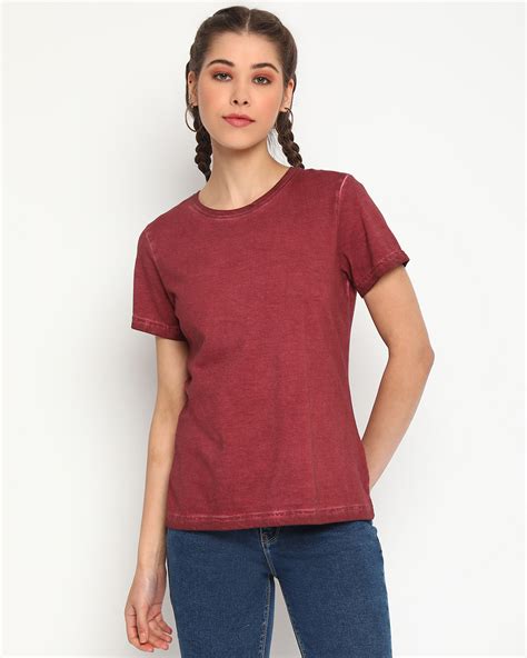 Buy Women's Maroon Typography T-shirt for Women Maroon Online at Bewakoof