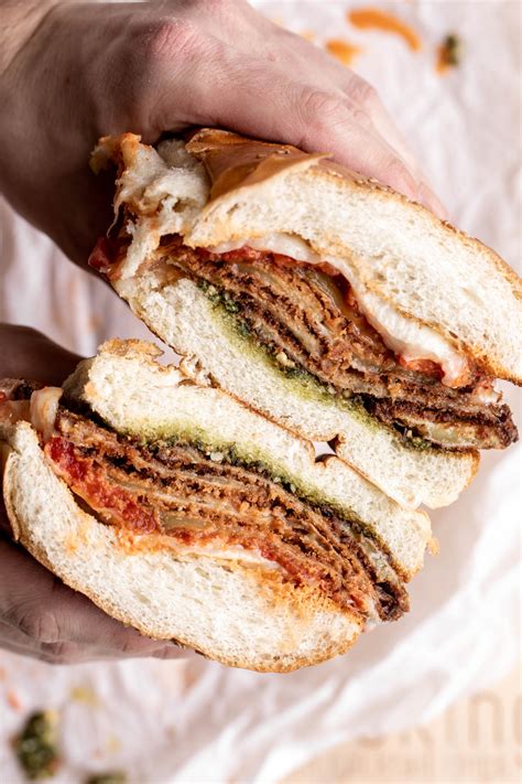 Eggplant Parmesan Sandwich - Cooking with Cocktail Rings