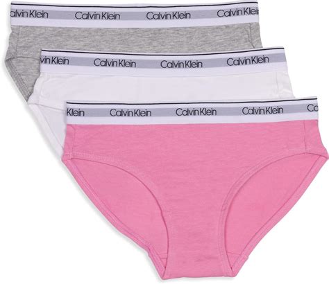Calvin Klein Girls' Modern Cotton 2 Pack Bikini Style Underwear, 3 Pack ...