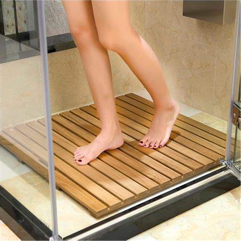 Elevated Teak Wood Shower Mat - Non-Slip & Australia | Ubuy