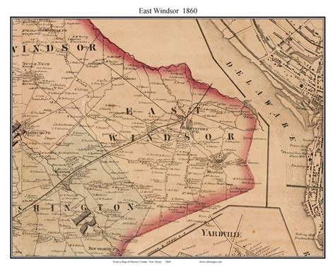 East Windsor, New Jersey 1860 Old Town Map Custom Print - Mercer Co ...
