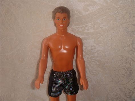 1990 MATTEL BARBIE 12" MOLDED LIGHT BROWN HAIR KEN DOLL / BLACK-SILVER ...