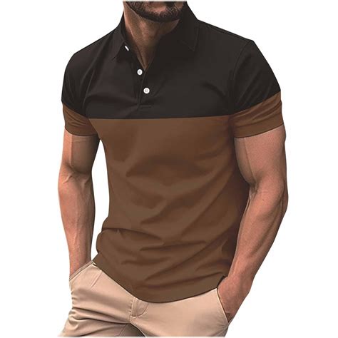 POTETI Mens Polo Shirt Short Sleeve Collared Casual Shirts Slim ...