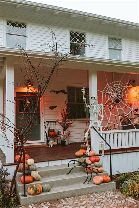 Our Front Porch Decorated For Halloween (+ How It Looks Spooky At Night ...