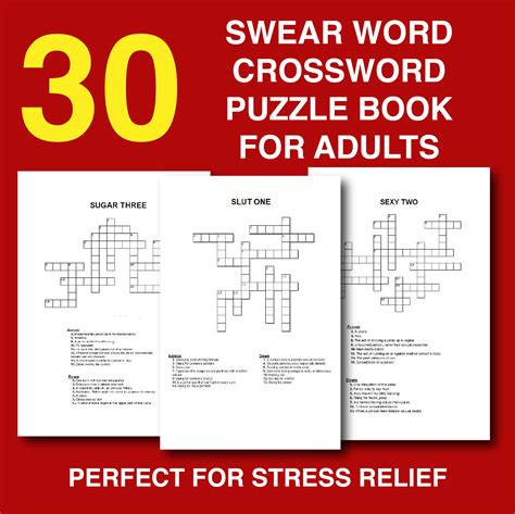 30 Swear Word Crossword Puzzles for Adults Instant Download Printable ...