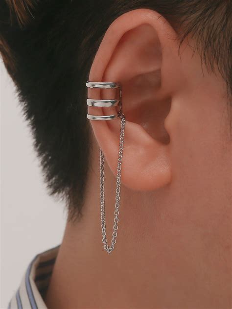 1pc Men Chain Decor Ear Cuff in 2025 | Men earrings, Ear cuff, Ear jewelry