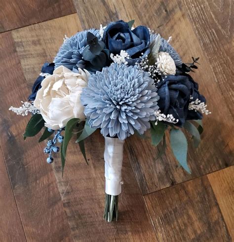 Dusty blue bouquet sola wood flowers dried flower bouquet etsy – Artofit