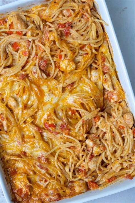 Cheesy Chicken Spaghetti Bake Recipe