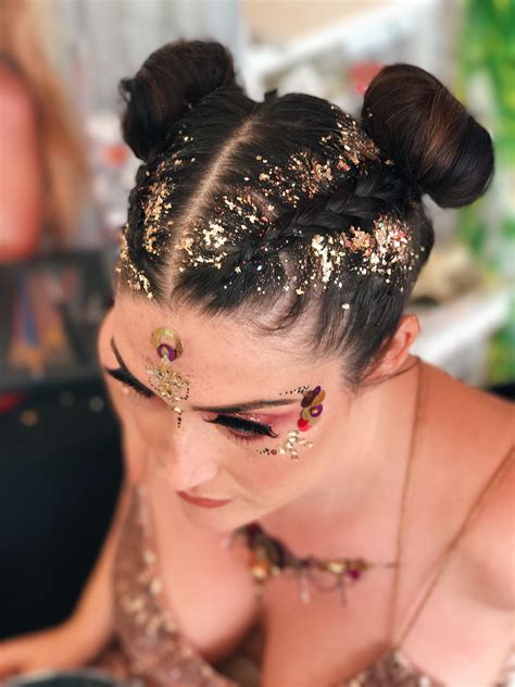 Gold glitter braids in 2025 | Festival hair, Rave hair, Competition hair