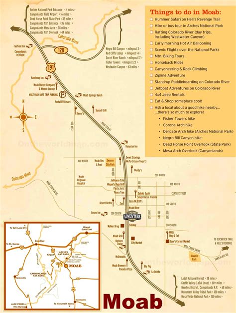 Moab tourist attractions map - Ontheworldmap.com